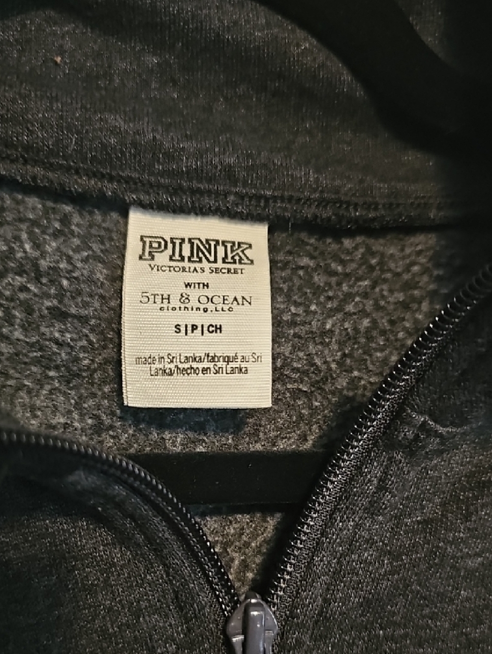 PINK Victoria's Secret Black Quarter-Zip Pullover with White Logo - Picture 2 of 5